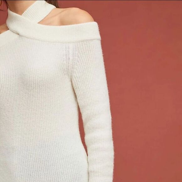 ANTHROPOLOGIE MOTH Cross Front Pullover Sweater Ivory Cream Women’s Size XS - Picture 4 of 9